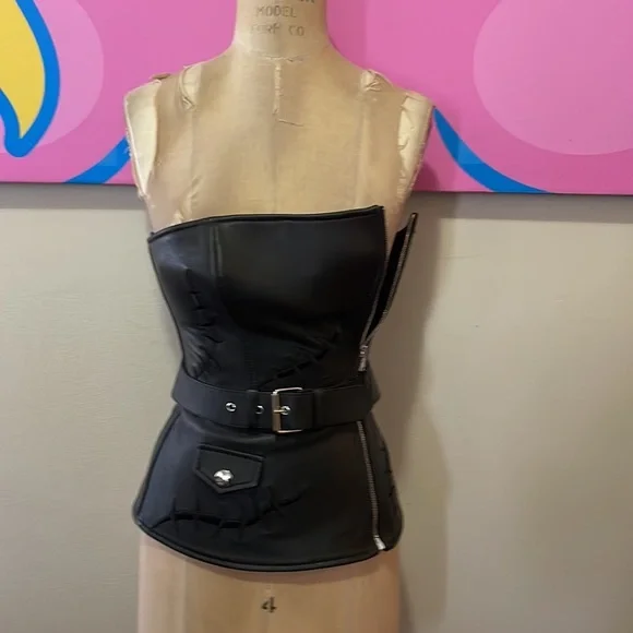 Moschino Couture Monster Black Leather Bustier Frankenstein Halloween